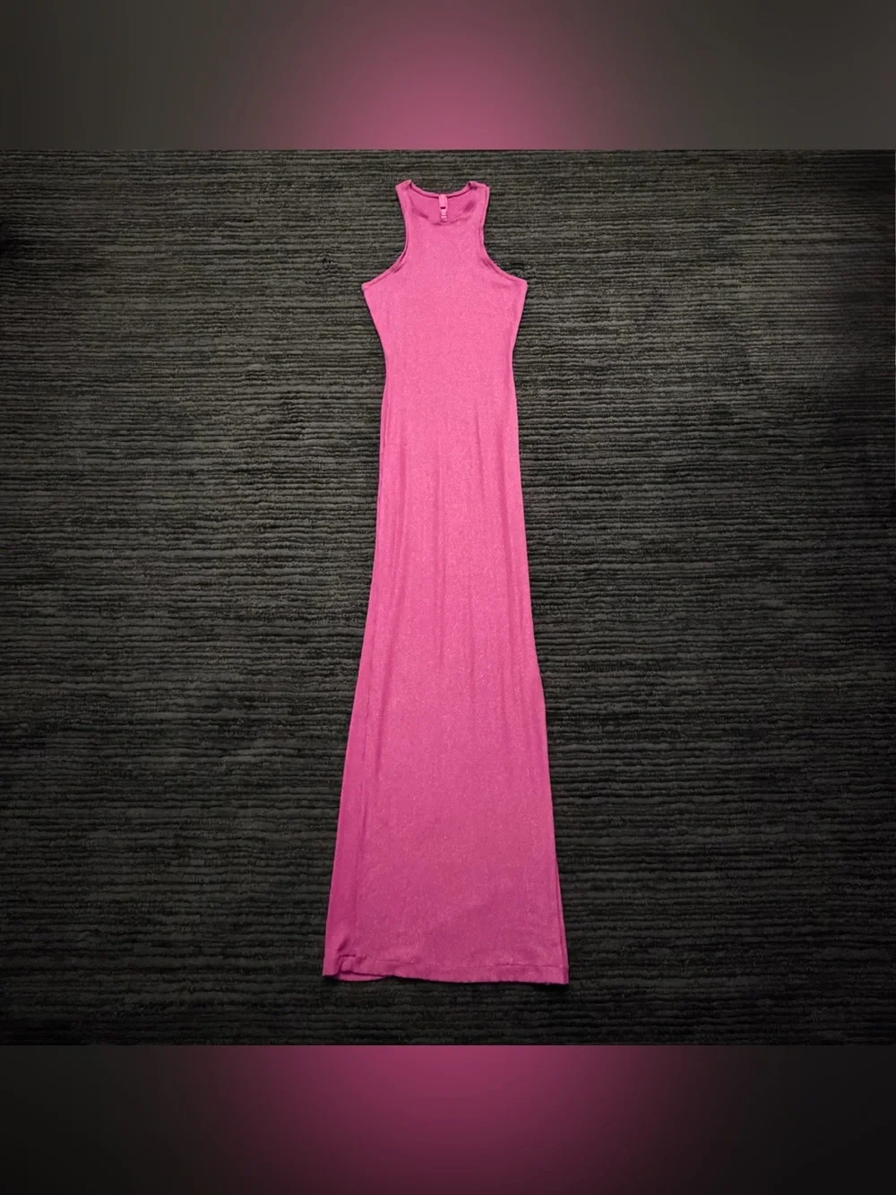 SKIMS Soft Lounge Racerback Fuschia Foil Shimmer Bodycon Maxi Dress - Picture 1 of 6